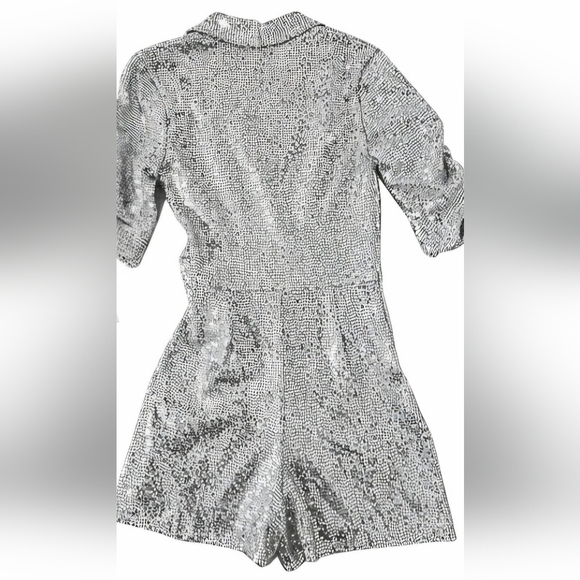 Silver Sequin Wrap Romper - Picture 5 of 6